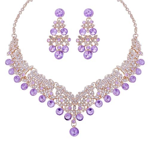 Shining Diva Fashion Latest Stylish Design Fancy Wedding Party Crystal Diamonds Necklace Jewellery Set for Women