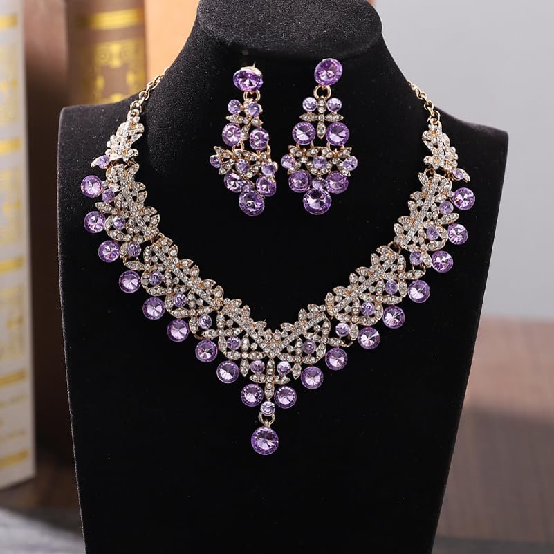 Shining Diva Fashion Latest Stylish Design Fancy Wedding Party Crystal Diamonds Necklace Jewellery Set for Women - Image 2