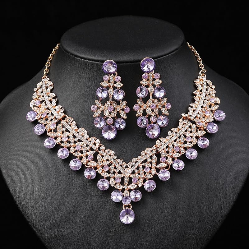 Shining Diva Fashion Latest Stylish Design Fancy Wedding Party Crystal Diamonds Necklace Jewellery Set for Women - Image 3