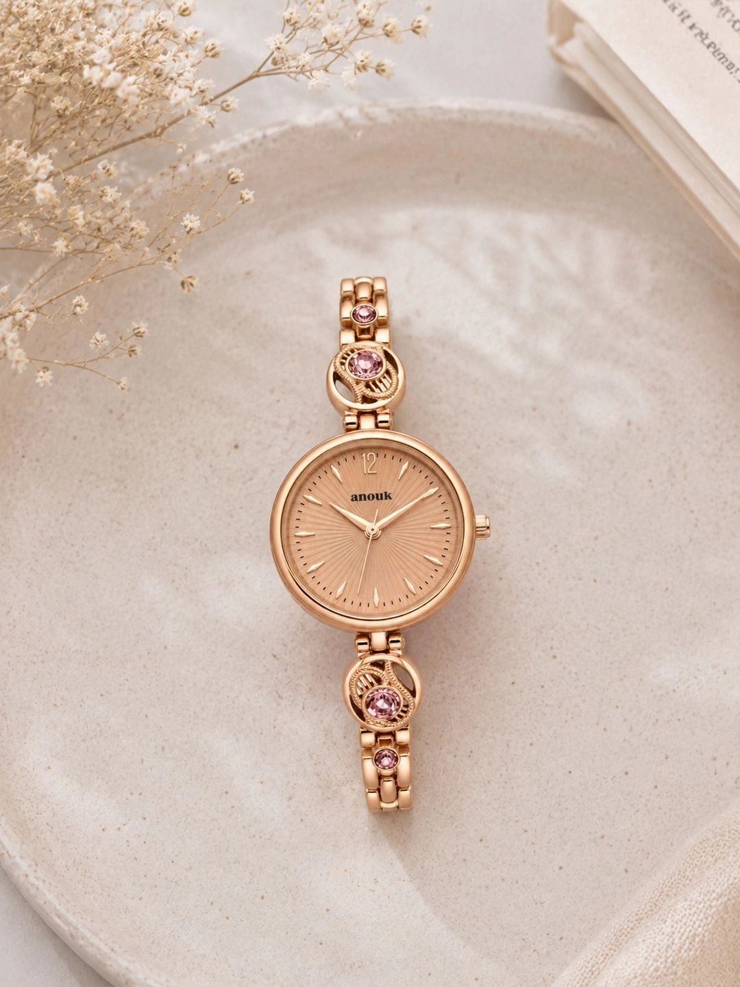 Anouk Women Dial & Stainless Steel Bracelet Style Straps Analogue Watch AN113-RSCASE-RGDIAL