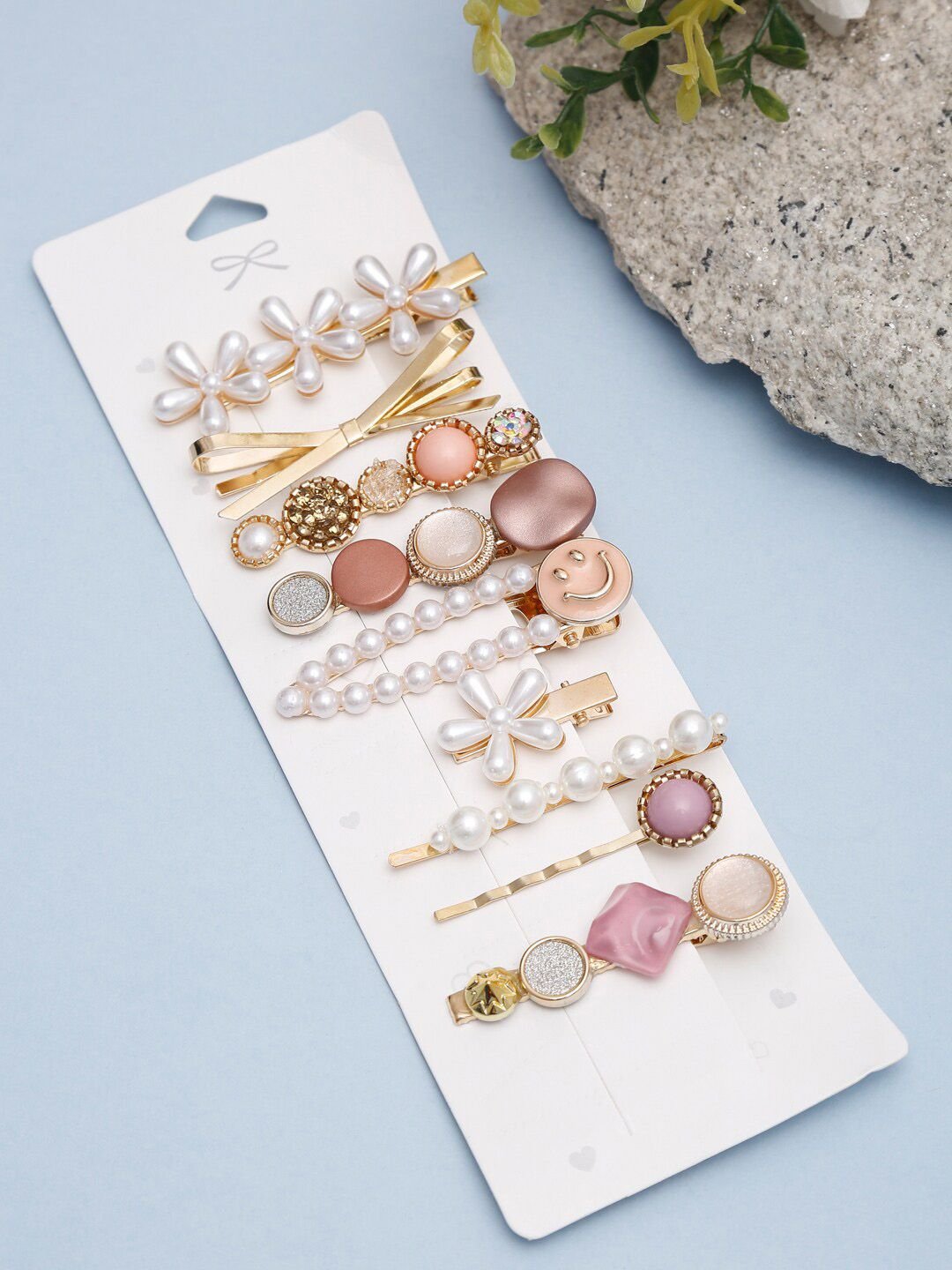 DressBerry Set of 9 Embellished Alligator Hair Clips
