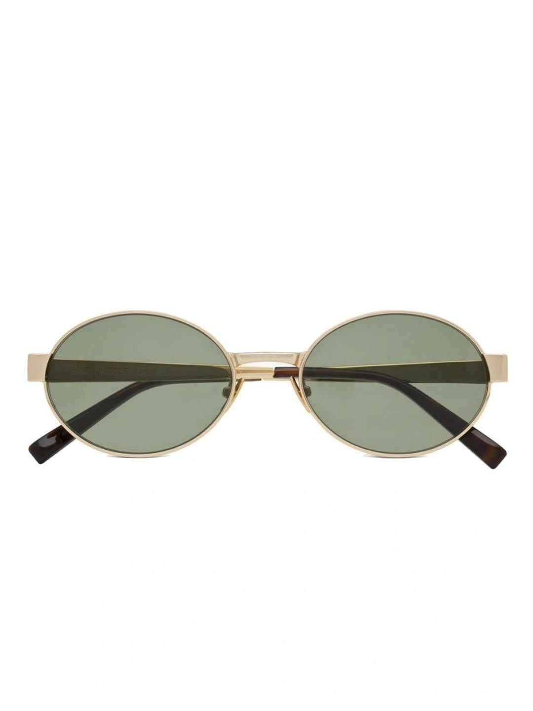 Saint Laurent Women Green Lens & Gold-Toned Round Sunglasses with
