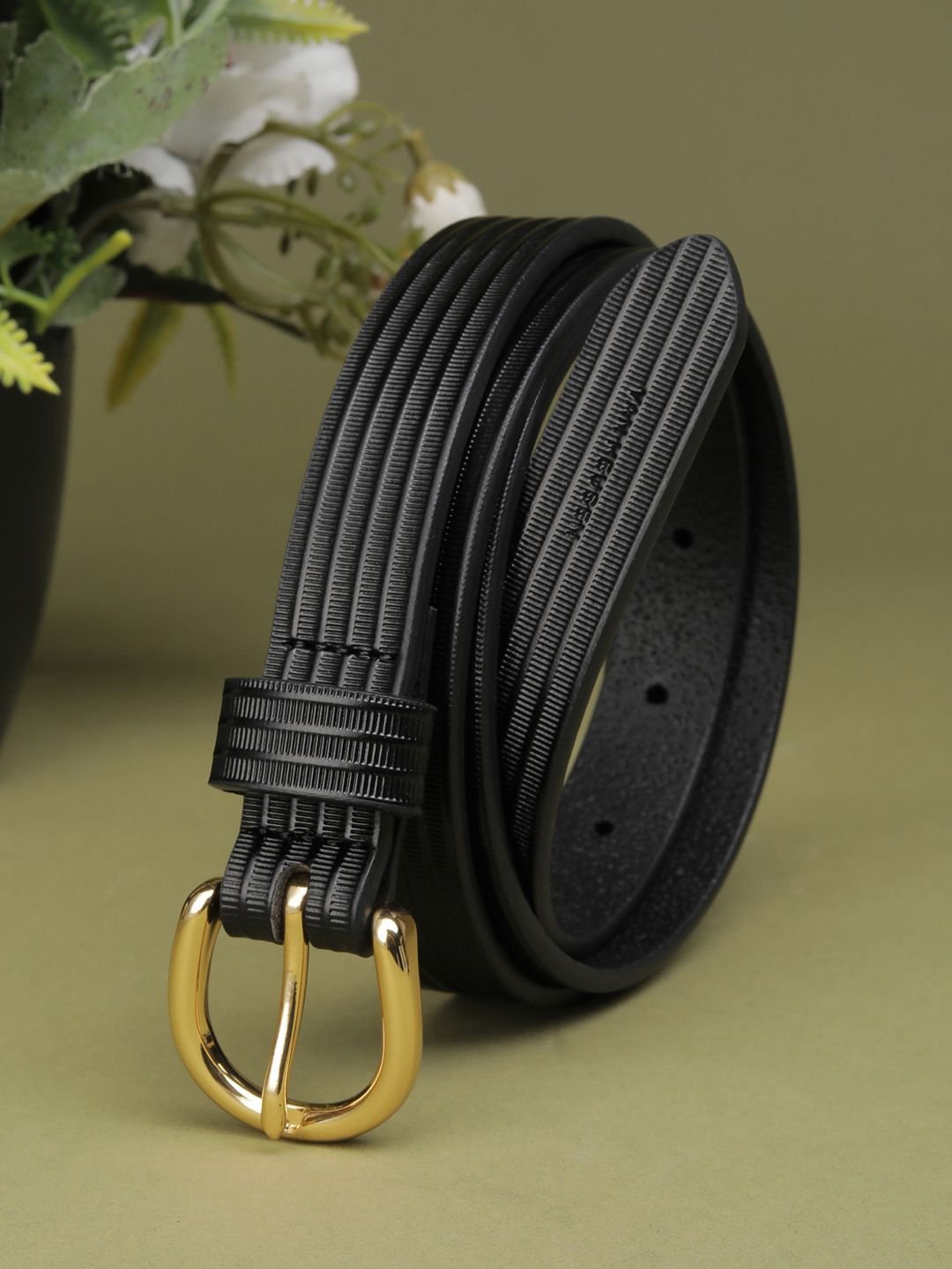 Heusen Woman Women Textured Leather Belt