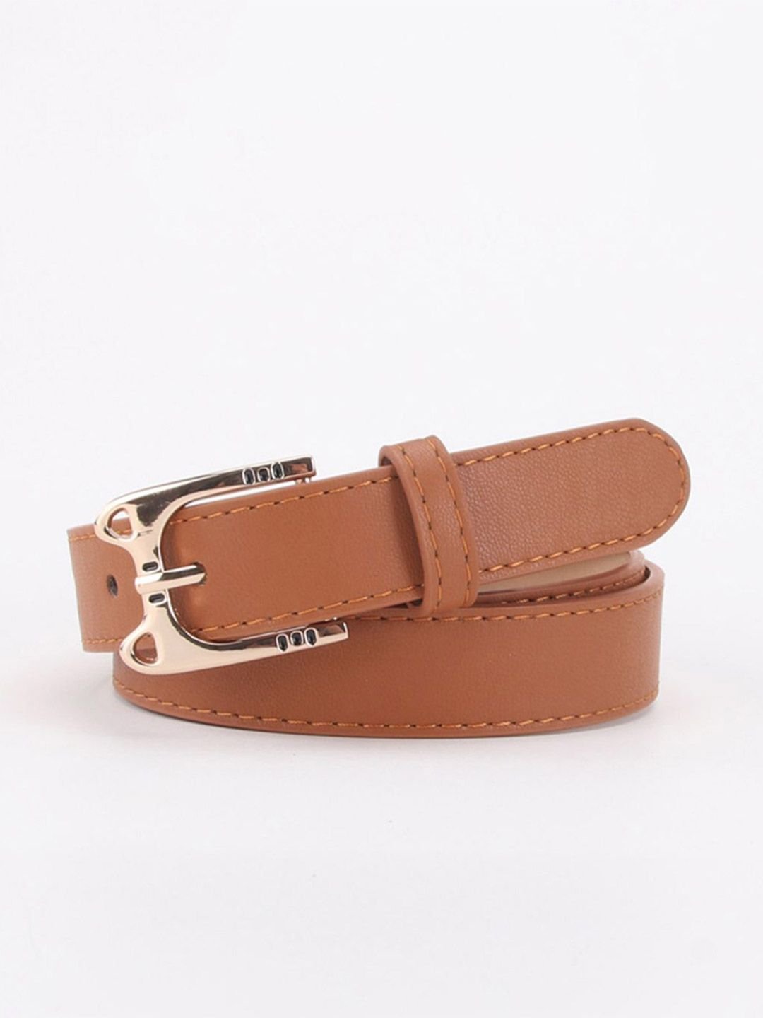 SALTY Women Cognac Saddle Vegan Leather Belt - Image 3