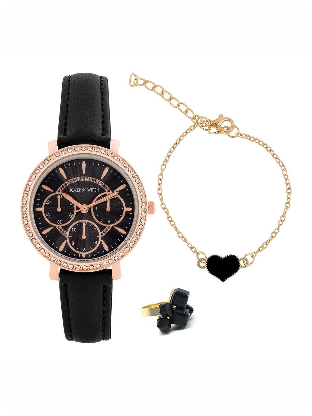 JOKER & WITCH Women Embellished Dial Analogue Watch & Bracelet Gift Set - Image 3