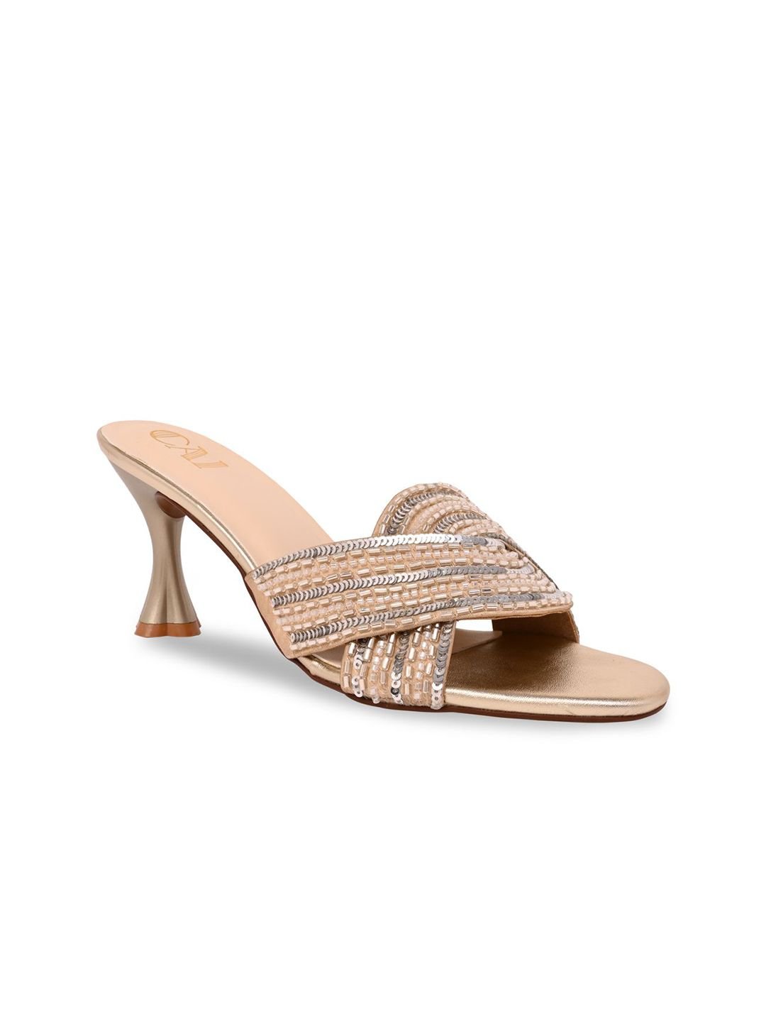 CAI PU Swirled in gold and silver heels - Image 2