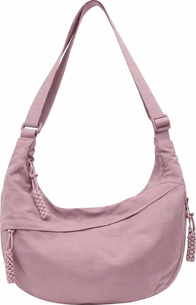 Lyrovo Travel Crossbody Crescent Bags for Women Over Shoulder Purse with Zipper Half Moon Sling Bag & Waist Bag Unisex Chest Bag