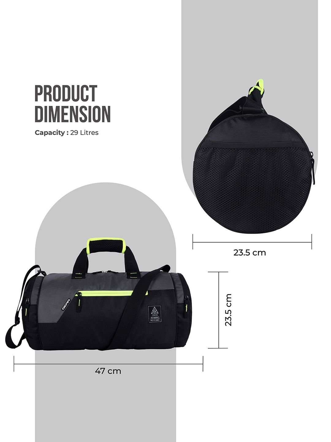 Gear Unisex Black & Grey Colourblocked Cross-Training Duffel Bag - Image 3