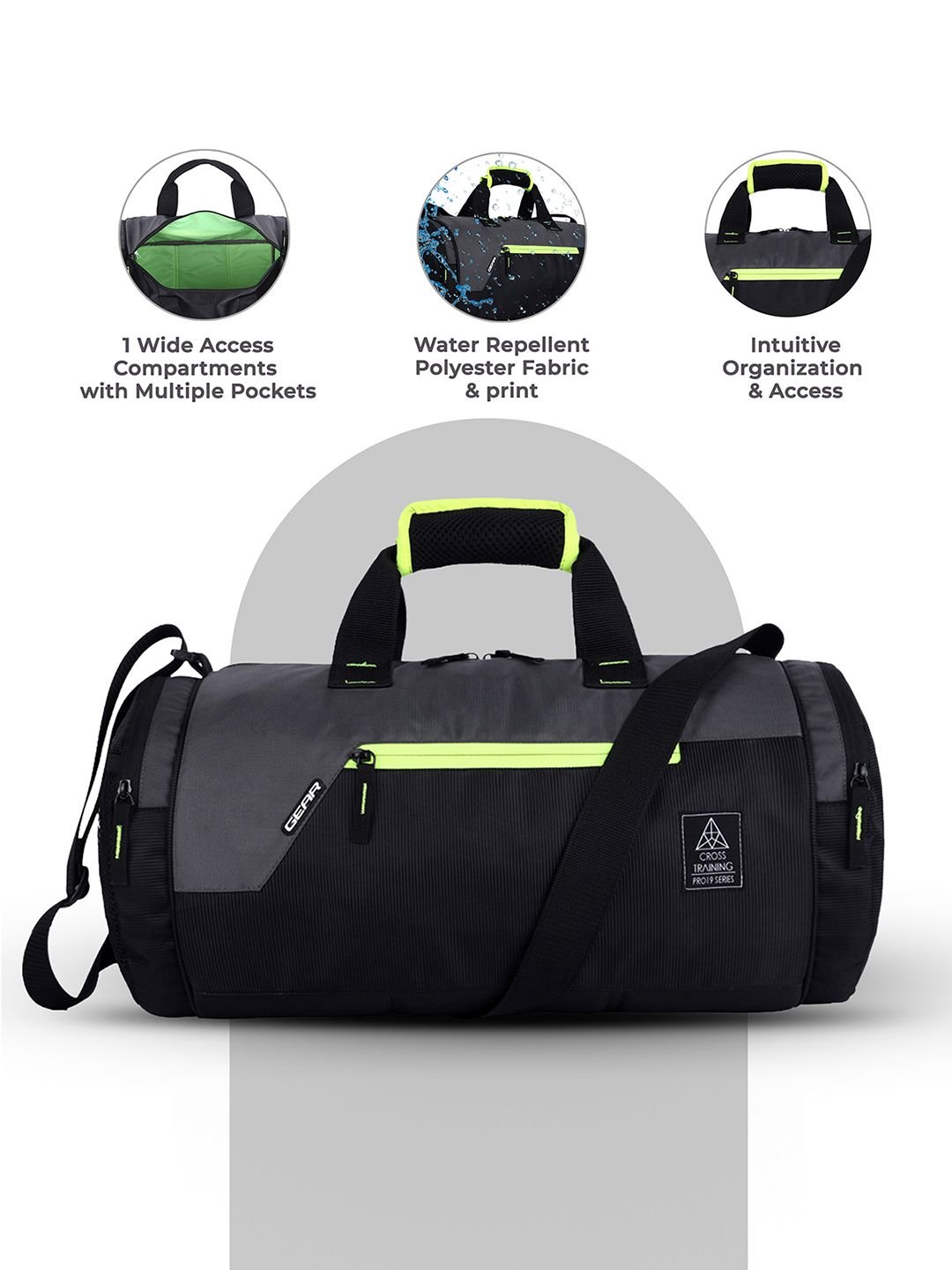 Gear Unisex Black & Grey Colourblocked Cross-Training Duffel Bag - Image 4