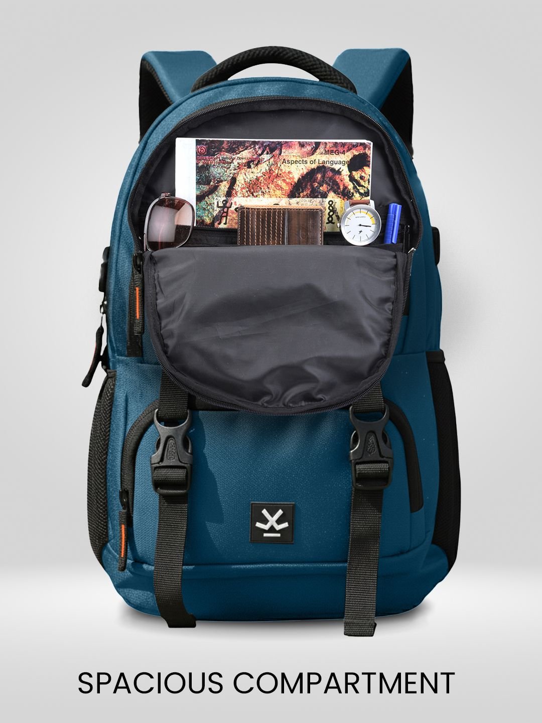 WROGN Printed USB Charging Port Reflective Strip Large Backpack with Rain Cover 31L - Image 2
