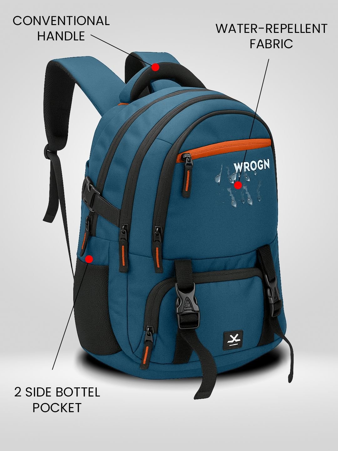 WROGN Printed USB Charging Port Reflective Strip Large Backpack with Rain Cover 31L - Image 3