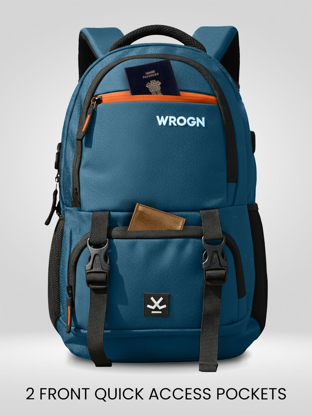 WROGN Printed USB Charging Port Reflective Strip Large Backpack with Rain Cover 31L - Image 4