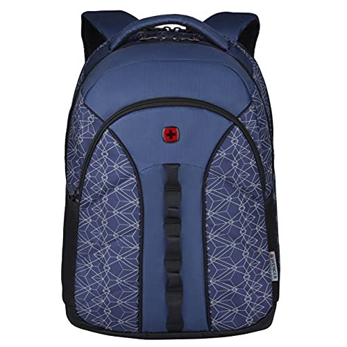WENGER BTS Sun 14/16 Inch Laptop Backpack, 10 Inch Tablet Pocket in Navy Geo Print in Blie (27 litres)-Blend of Style & Function, Swiss Designed, 612036