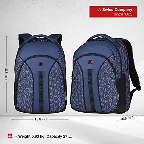WENGER BTS Sun 14/16 Inch Laptop Backpack, 10 Inch Tablet Pocket in Navy Geo Print in Blie (27 litres)-Blend of Style & Function, Swiss Designed, 612036 - Image 2