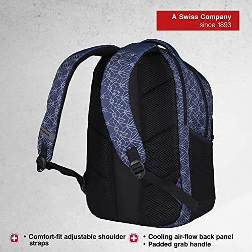 WENGER BTS Sun 14/16 Inch Laptop Backpack, 10 Inch Tablet Pocket in Navy Geo Print in Blie (27 litres)-Blend of Style & Function, Swiss Designed, 612036 - Image 3