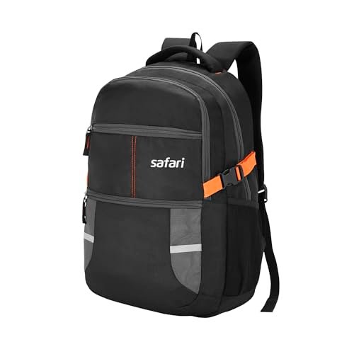Safari Omega spacious/large laptop backpack with Raincover, college bag, travel bag for men and women, Black, 30 Litre - Image 2