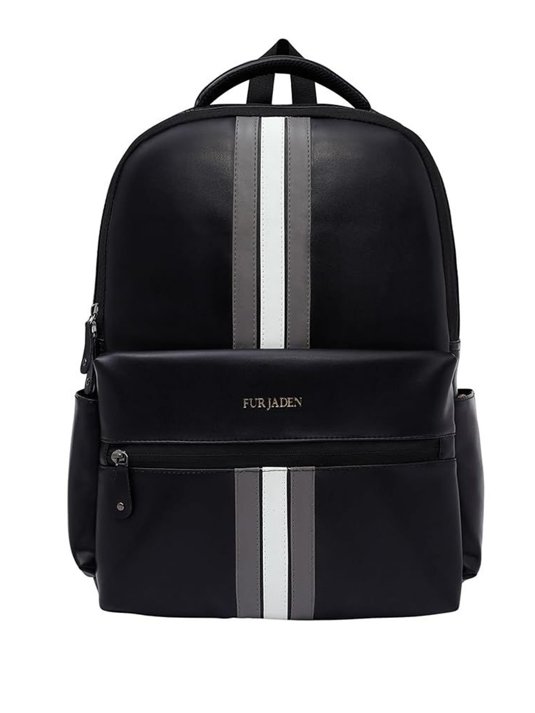 FUR JADEN Unisex Striped Laptop Backpack With Premium & Durable Vegan Leather - 20L