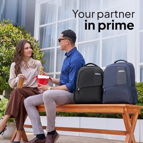 American Tourister Valex | 28L Backpack | 17" Laptop Bag | 2 Compartments | College & Office Backpack for Men and Women | Black | 1 Year Global Warranty - Image 2
