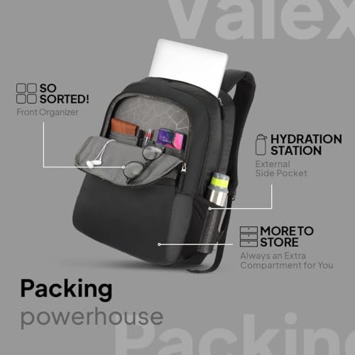 American Tourister Valex | 28L Backpack | 17" Laptop Bag | 2 Compartments | College & Office Backpack for Men and Women | Black | 1 Year Global Warranty - Image 4