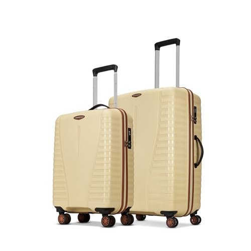 Aristocrat Airpro Max Set of 2 (Cabin+Medium) Trolley Bags, Mojave Desert | 8-Wheels, Polypropylene Case, Spacious, Combination Lock, Sturdy Zipper, Lightweight Travel Luggage, 3-Year Global Warranty