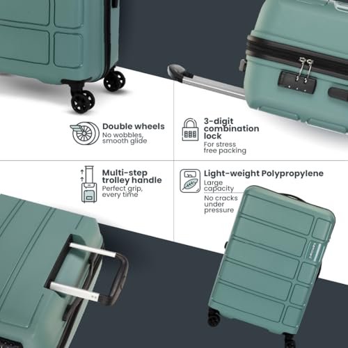 Kamiliant by American Tourister 3 Pc Harrier Edge 8W Set 56 Cm, 68 Cm & 78 Cm - Small, Medium & Large Polypropylene(PP) Hardside 8 Wheels Spinner Luggage Set/Trolley Bag Set (Slate Grey) - Image 4