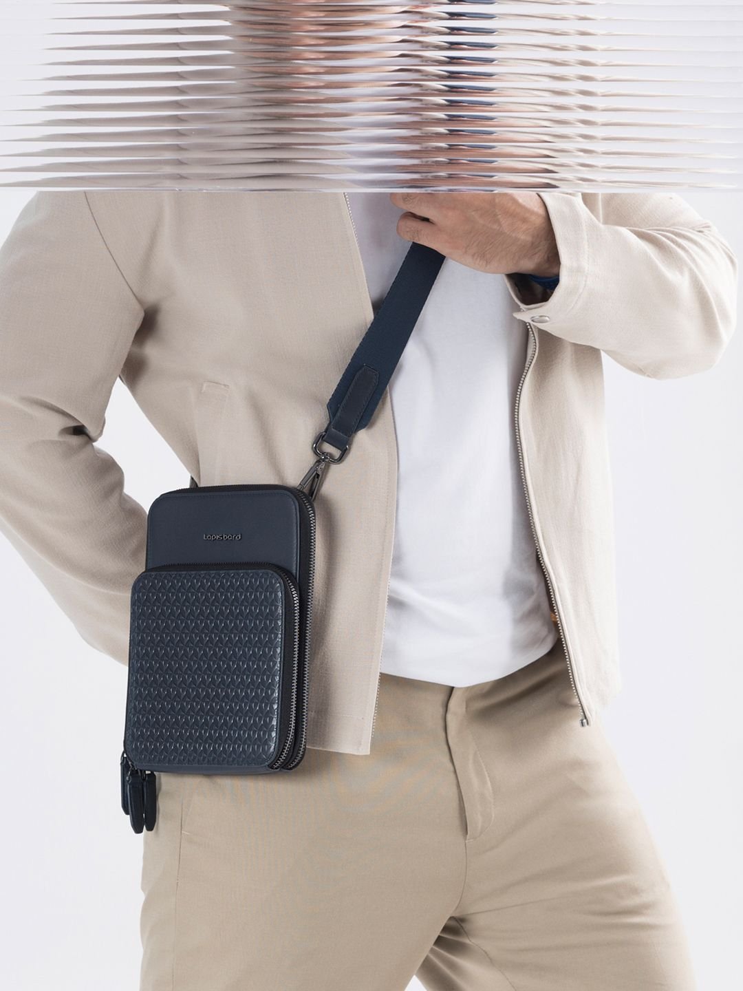 Lapis Bard Men Navy Enigma Crossbody Travel Bag