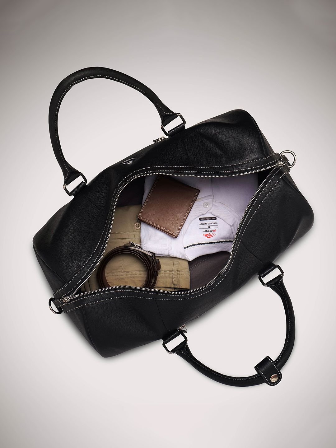 PERF Unisex Travel, Gym & Weekend Leather Duffel Bag With Two Short Handles - Image 4