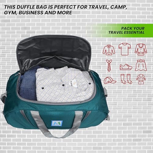 M MEDLER Jerry Duffle Bag | Waterproof Strolley Duffle Bag | 2 Wheel Duffel Bag | Luggage Bag with Adjustable Strap - (Turquoise) - Image 3