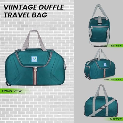 M MEDLER Jerry Duffle Bag | Waterproof Strolley Duffle Bag | 2 Wheel Duffel Bag | Luggage Bag with Adjustable Strap - (Turquoise) - Image 4