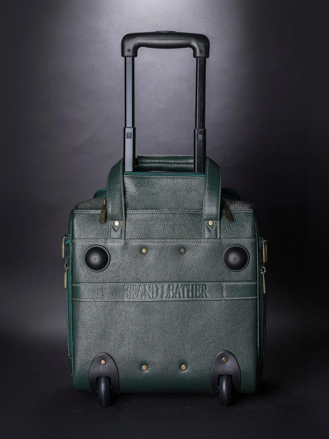 BRAND LEATHER Genuine Leather Underseat Carry-On Rolling Travel Luggage Trolley Bag - Image 2