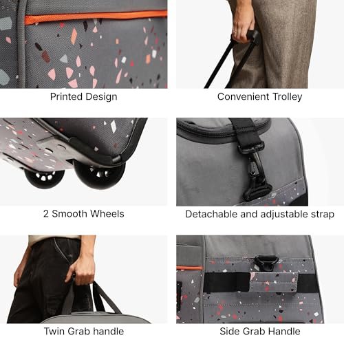 uppercase Terra 52 Polyester Duffle Trolley Bag| Quick Front Pocket Access| Detachable And Adjustable Shoulder Strap| Smooth Wheels| Push Button Trolley| For Women & Men| 1500 Days Warranty (Grey) - Image 4