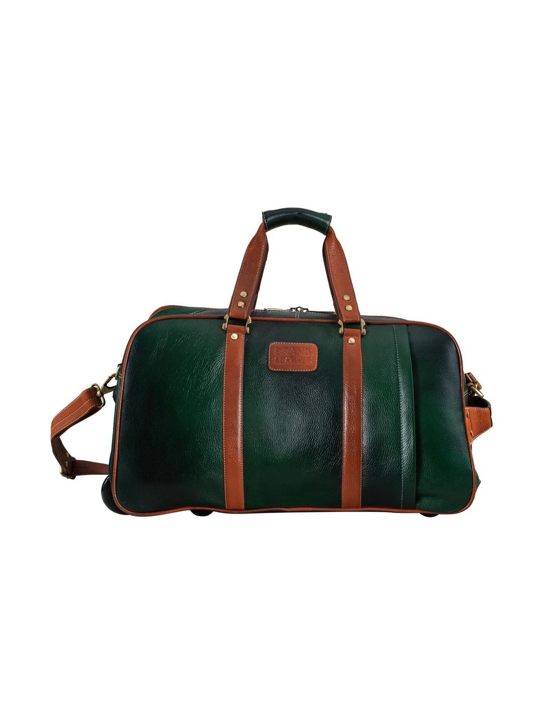 BRAND LEATHER Genuine Leather Travel Duffle Bag