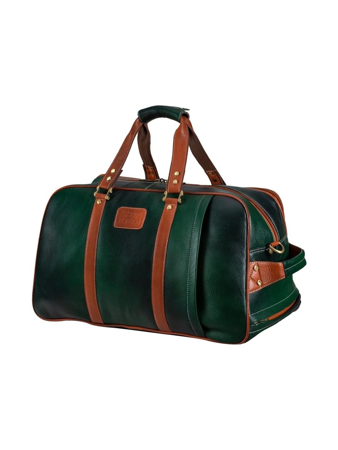 BRAND LEATHER Genuine Leather Travel Duffle Bag - Image 2