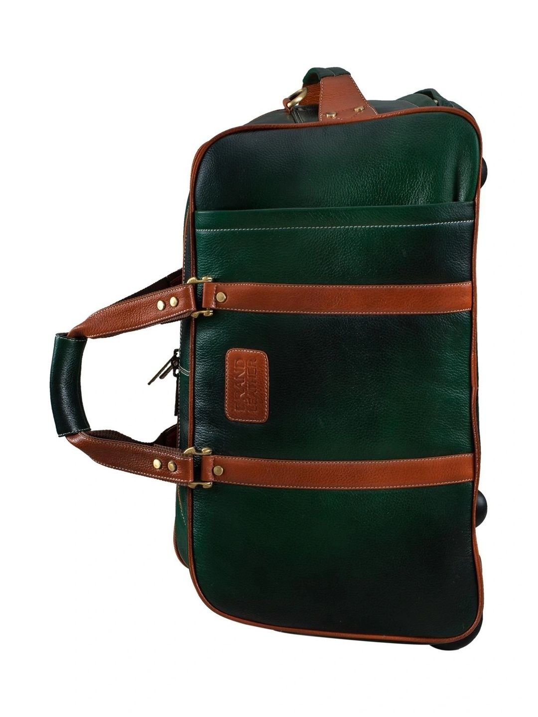 BRAND LEATHER Genuine Leather Travel Duffle Bag - Image 3
