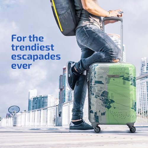 Skybags Medium ABS Trooper Size Hardshell Luggage (65 Cm) | Printed Luggage Inline Trolley Bag with 4 Wheels and Resetable Combination Lock | Unisex, Green - Image 2