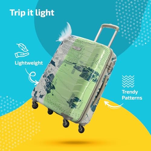 Skybags Medium ABS Trooper Size Hardshell Luggage (65 Cm) | Printed Luggage Inline Trolley Bag with 4 Wheels and Resetable Combination Lock | Unisex, Green - Image 4