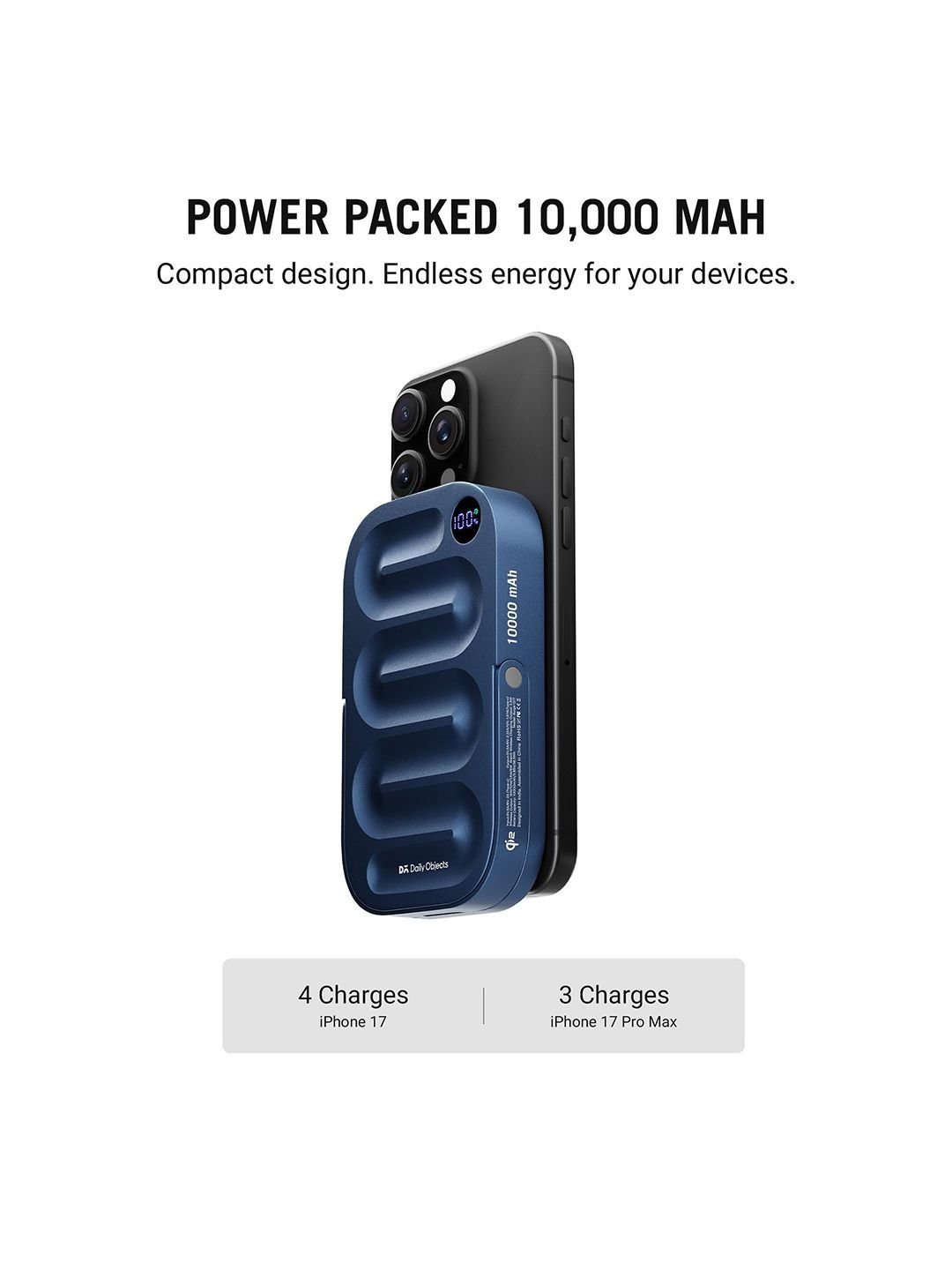 DailyObjects Loop Qi2-Certified Power Bank 10000 mAh, Model - F50-C (Space Blue) - Image 2