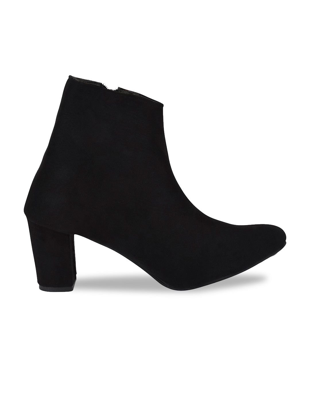 Shoetopia Shoetopia Women Black Solid Suede High Top Boots - Image 4
