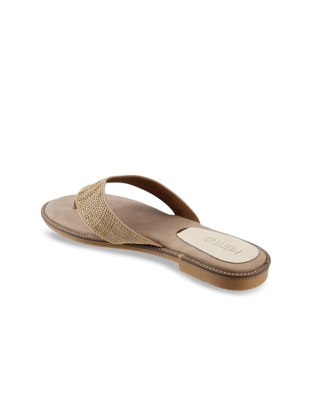 Metro Women Beige Embellished Open Toe Flats - Image 2