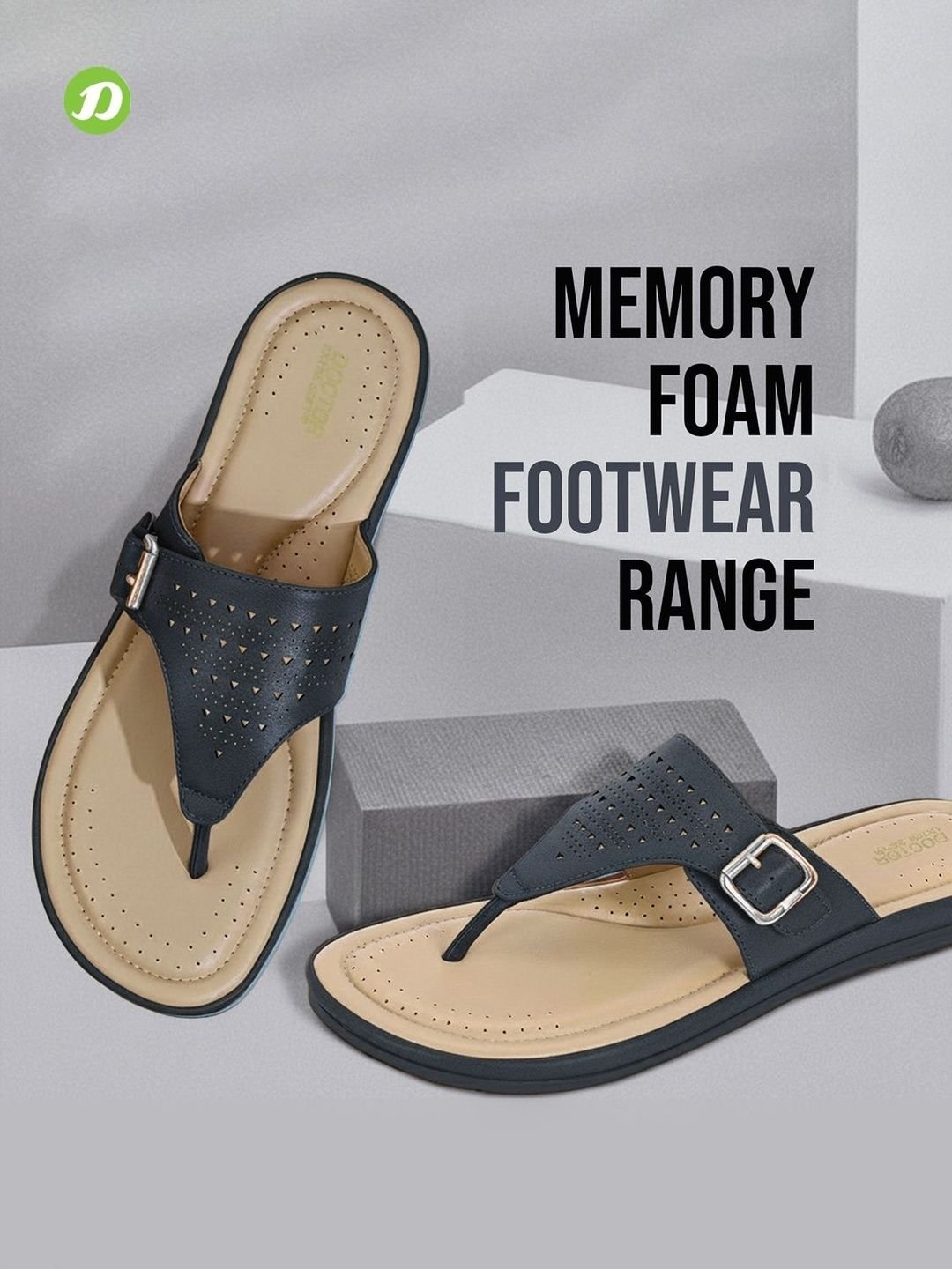 DOCTOR EXTRA SOFT Textured Lightweight Open Toe Flats With Buckles Detail & Laser Cuts - Image 3