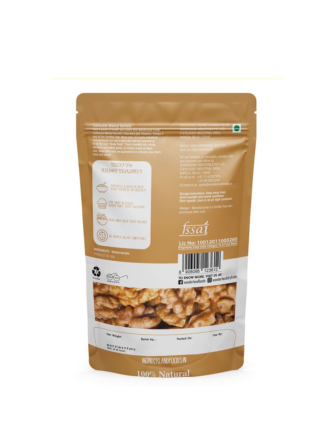 Wonderland Foods Set Of 2 Premium California Walnut Kernels-500g Each - Image 2