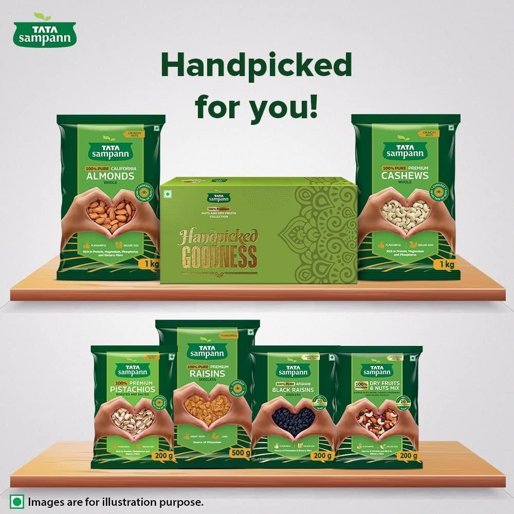 Tata Sampann Pure California Almonds/Badam Whole, 500g, Real Nuts, High in Fiber, Badam Giri, Rich in Protein, Magnesium, Phosphorus and Dietary Fibre, Nuts & Dry Fruits - Image 11