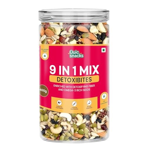 QuicSnacks 9-in-1 Mix Detoxibites Seeds 400g – Omega-3 Rich, Crunchy Vegetarian Trail Mix | Heart Health, Circulation & Energy Boost | Nuts, Seeds & Dry Fruits Snack - Image 8