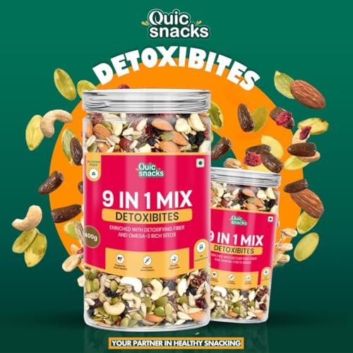QuicSnacks 9-in-1 Mix Detoxibites Seeds 400g – Omega-3 Rich, Crunchy Vegetarian Trail Mix | Heart Health, Circulation & Energy Boost | Nuts, Seeds & Dry Fruits Snack - Image 12