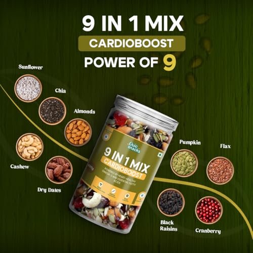 QuicSnacks 9 in 1 Mix Cardioboost Seeds 400g | Nuts and Seeds Mix | Mixed Dry Fruits for Eating | Crunchy and Flavorful Snack | Trail Mix | Rich in Omega-3 | Improve Heart Health and Circulation (400gm) - Image 11