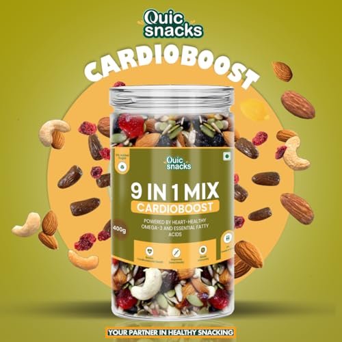 QuicSnacks 9 in 1 Mix Cardioboost Seeds 400g | Nuts and Seeds Mix | Mixed Dry Fruits for Eating | Crunchy and Flavorful Snack | Trail Mix | Rich in Omega-3 | Improve Heart Health and Circulation (400gm) - Image 12