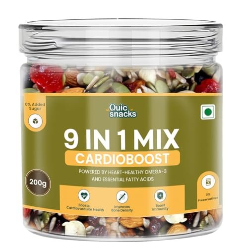 QuicSnacks 9 in 1 Mix Cardioboost Seeds 400g | Nuts and Seeds Mix | Mixed Dry Fruits for Eating | Crunchy and Flavorful Snack | Trail Mix | Rich in Omega-3 | Improve Heart Health and Circulation (400gm) - Image 14