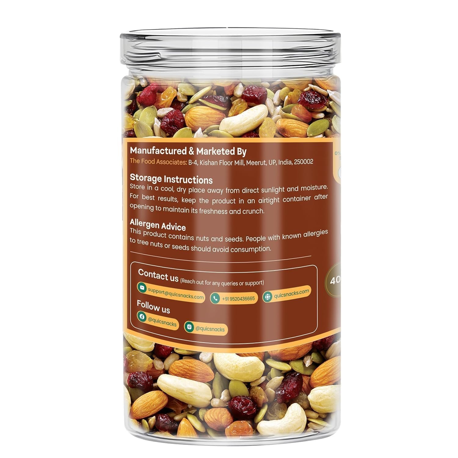 QuicSnacks 10 in 1 Mix Superbites Mix Seeds | Nuts and Seeds Mixes | Healthy Snack | Ready to Eat | Supports Heart Health, Boosts Energy, and Improves Overall Wellness (400gm) - Image 8