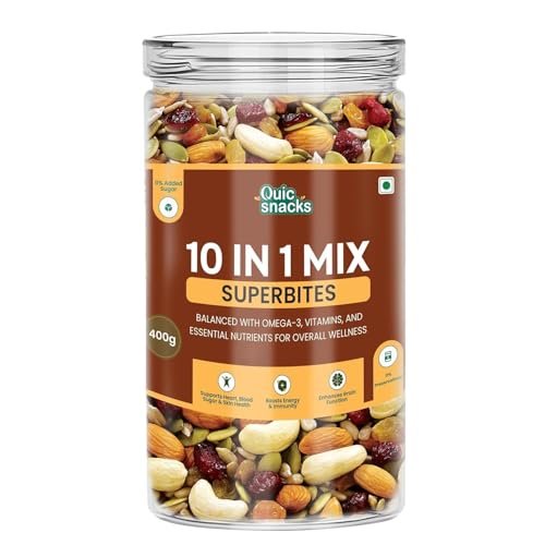 QuicSnacks 10 in 1 Mix Superbites Mix Seeds | Nuts and Seeds Mixes | Healthy Snack | Ready to Eat | Supports Heart Health, Boosts Energy, and Improves Overall Wellness (400gm) - Image 10