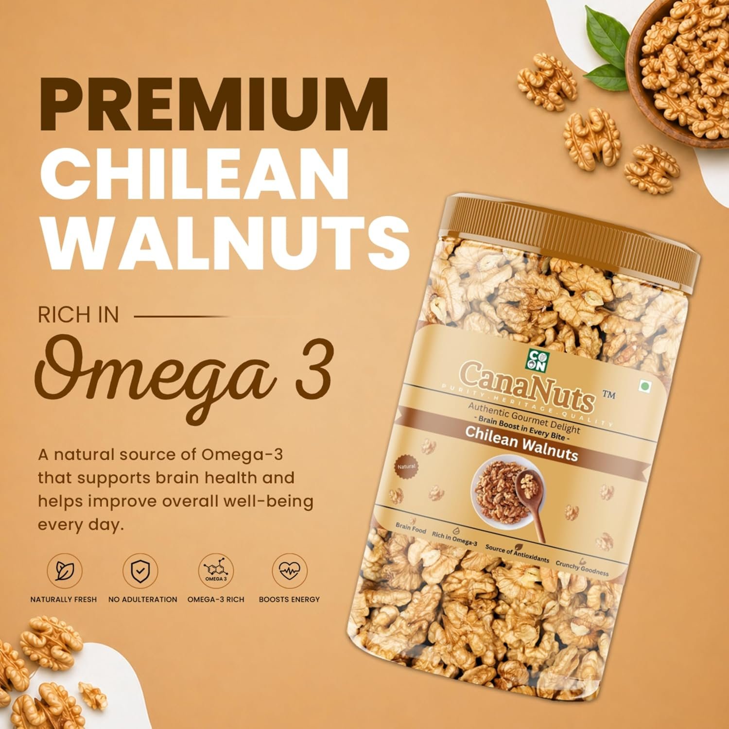 CanaNuts 100% Natural Premium Dry Fruits and Nuts Combo Healthy Cashews, Almonds, Black Raisins, Pistachios, Chilean walnuts Kernel Crunchy, Badam Kaju Pista Akhrot Kishmish | (500Gm X 5) 2.5KG - Image 3